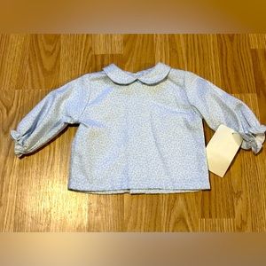 Sophie Dess Long Sleeve Light Blue Floral Print Shirt - Size 1mo - 58 cm - NWT